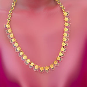 Aanandita Golden 22 ct Beautiful Stone Necklace