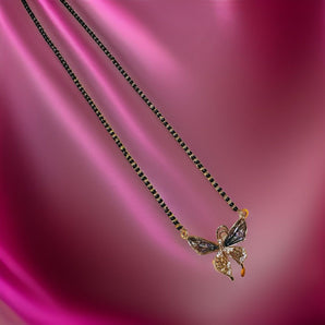 Aanandita Golden Butterfly Shape Mangalsutra With Black Beads