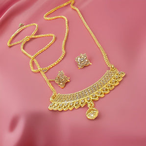 Aanandita Golden Long Chain Pendent Set