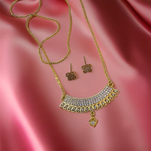 Aanandita Golden Long Chain Pendent Set