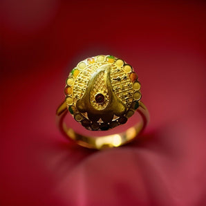 Aanandita Golden Designer Jodha Ring Adjustable