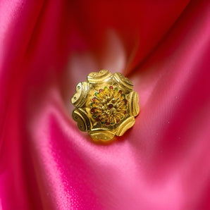 Aanandita Golden Floral Jodha Adjustable Ring