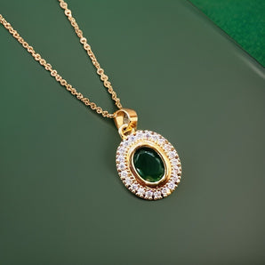 Aanandita Golden Green Pendant Set