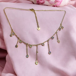 Aanandita Golden Partywear Rose Gold Diamond Neckpiece