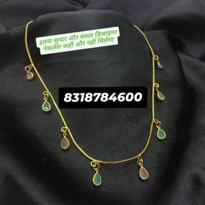 Aanandita beautiful green gold look chain